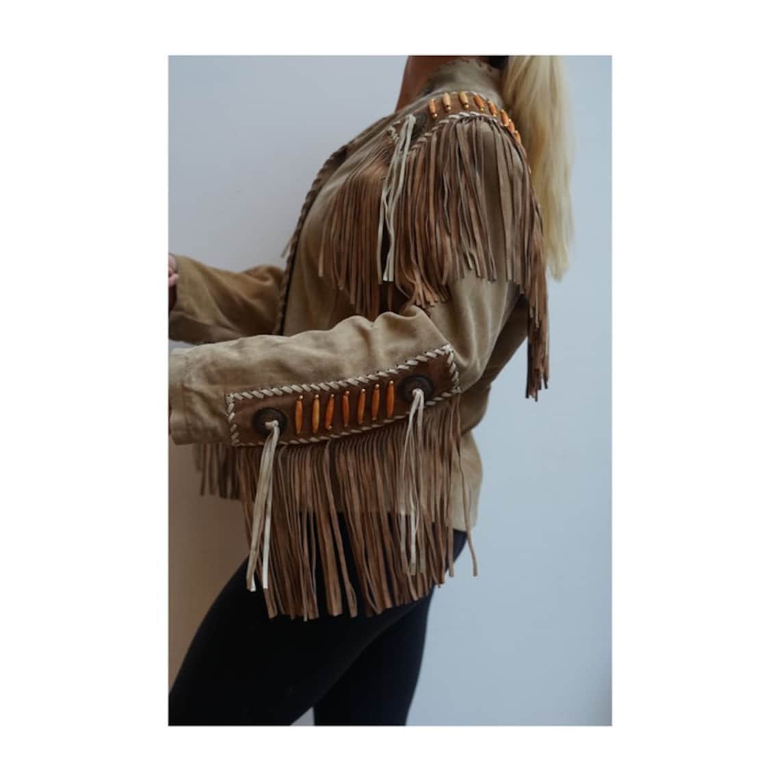Rare Incredible Vintage suede leather tassel jacket Etsy