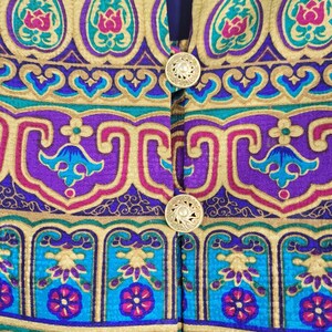 Vintage 90s Adrianna Papell Silk Jacket size 12 Egyptian Revival Jewel Tone image 6