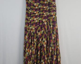 Vintage Y2K Silk Floral Sleeveless Asymmetrical Hem Dress size 14 Fairy Grunge