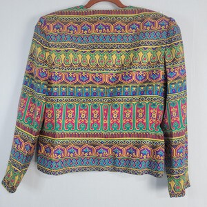 Vintage 90s Adrianna Papell Silk Jacket size 12 Egyptian Revival Jewel Tone image 7