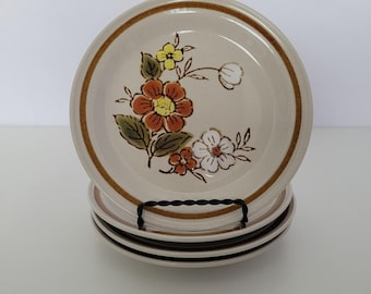 Set of 4 Mountain Wood Collection Trellis Blossom Bread Plates 6.25" Dessert
