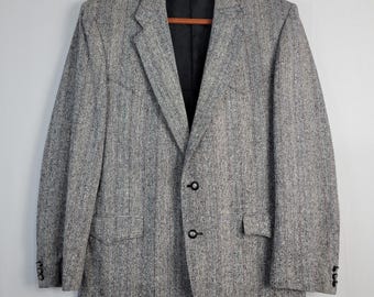 Vintage Silk Two Button Single Breasted Blazer sz 44L Gray Western Rodeo Ranch