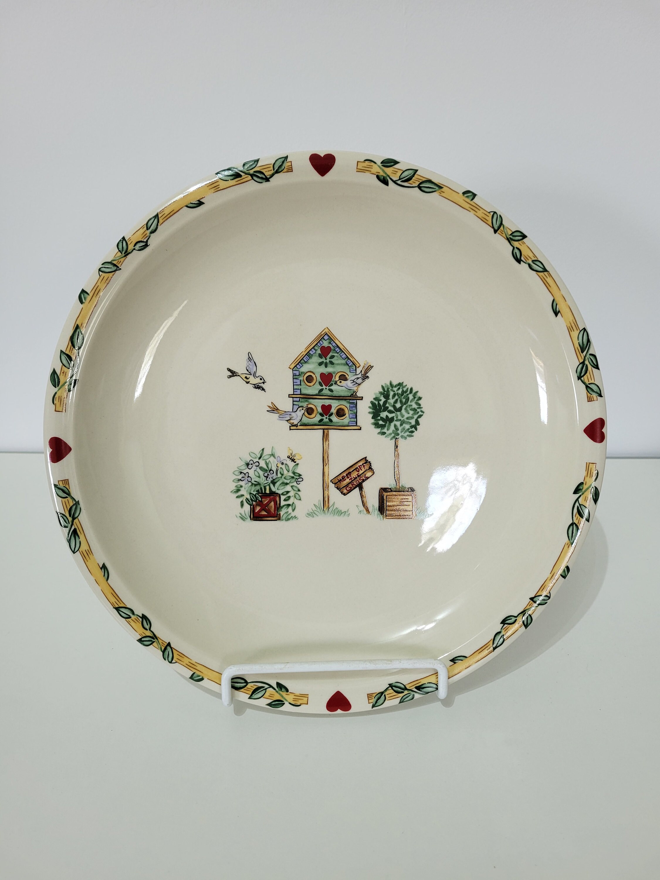 Thomson Pottery Birdhouse Hearts and Vines Serving Plate Etsy