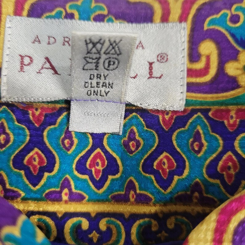 Vintage 90s Adrianna Papell Silk Jacket size 12 Egyptian Revival Jewel Tone image 5