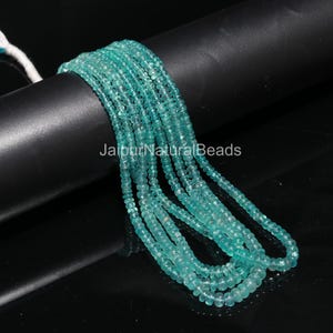 AAA Natural Sky Blue Apatite Smooth Rondelle Beads, Natural Apatite Rondelle Beads, 4-6 MM Apatite Plain Beads, 16&quot; Aqua Blue Apatite Beads