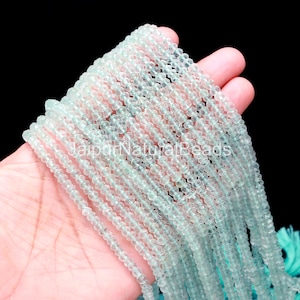 AAA+ Blue Aquamarine Faceted Rondelle Beads 4.5-5mm Natural Aquamarine Beads 13 Inch Blue Aqua Beads Rondelle Blue Aquamarine Bead