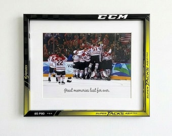 Hockey Stick Picture Frame – Ice Hockey Room Decor – Hockey Fan Gift – Upcycled Photo Display – CCM Super Tacks AS2 Pro - TEAM Size