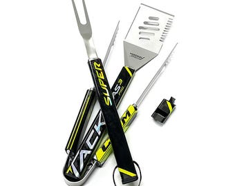 Hockey BBQ Grill Set – Geschenk für Hockeyspieler oder Trainer – Hockeyschläger aus recyceltem Kunststoff – CCM Super Tacks AS3 Pro