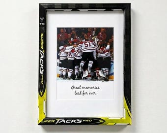 Hockey Stick Picture Frame – Ice Hockey Room Decor – Hockey Fan Gift – Upcycled Photo Display – CCM Super Tacks Pro – 9 x 13''