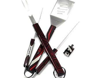 Hockeyschläger BBQ Grill Set - Einzigartiges Hockeygeschenk für Papa oder Trainer - Upcycled Korb-Grillwerkzeug - Bauer Steam 1X Lite