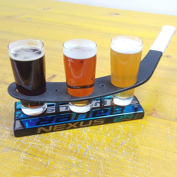 Stupendous Hockey Stick Tray & Glass Set - Beer