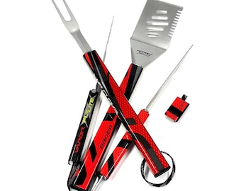 Hockeyschläger-Grill-Set - Einzigartiges Hockeygeschenk für Papa oder Trainer - Upcycled Korb-Grill-Werkzeuge - Bauer Steam Flylite
