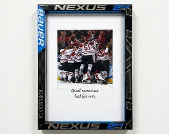 Hockey Stick Picture Frame – Hockey Gift for Him – Ice Hockey Room Decor – Upcycled Photo Display –Bauer Nexus 2N Pro – 9 x 13''