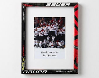 Hockey Stick Picture Frame – Hockey Gift for Him – Ice Hockey Room Decor – Upcycled Photo Display – Bauer Vapor Flylite – 9 x 13''
