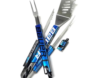 Hockeyschläger-Grill-Set - Einzigartiges Hockeygeschenk für Papa oder Trainer - Grillzubehör aus recyceltem Kunststoff - Bauer Nexus 2N Pro