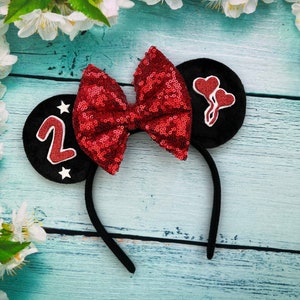 Girls Red Sequin Bow  Birthday ears lightweight Birthday Personalised Any age Any colour 2nd 3rd 4th 5th 6th 7th 8th 18th 21st 30th Birthday