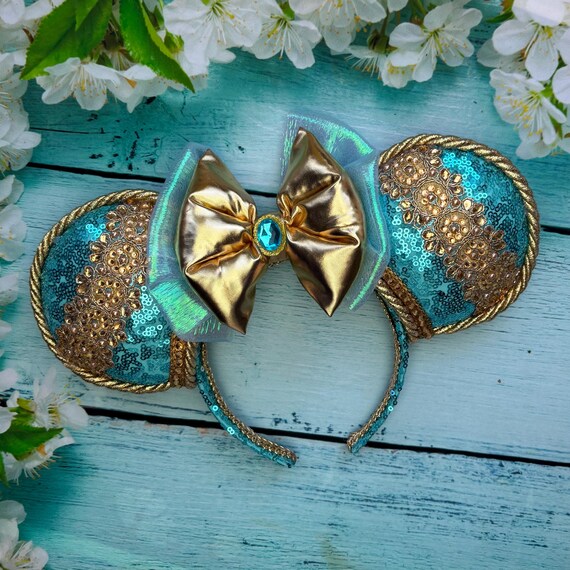 Princess Jasmine Inspired Turquoise Mouse Ear Headband With  display picture 3