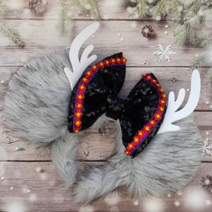 Sven inspired Reindeer Ears Super cute fluffy grey luxury faux fur ears perfect Winter Christmas ears Christmas gift