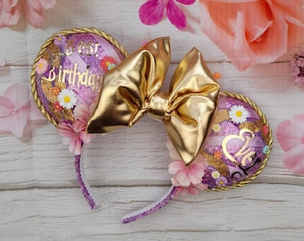 Birthday Ears Rose Gold Sequin Mouse Ear Headband With Peach  display picture 2