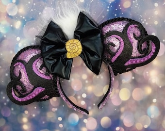 Sea Witch ‘Ursula’ inspired Mouse Ear Headband Mermaid ears Halloween villain