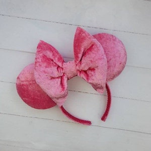 Crushed Velvet Pastel Bubblegum Pink Mouse ear Headband