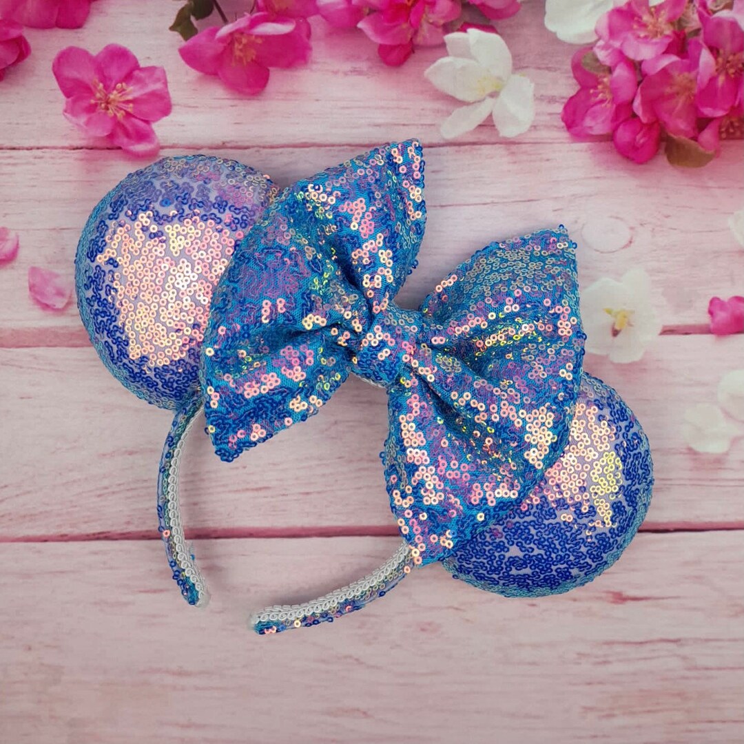 Beautiful Iridescent Blue Pink Purple Sequin Mouse Ears  display picture 2