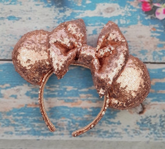 Rose Gold Sequin Mouse Ear Headband - Etsy display picture 1