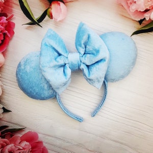Crushed Velvet Pastel Baby Blue Mouse Ears