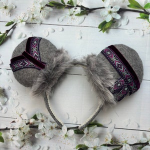 Kristoff inspired Mouse Ears Super cute fluffy grey luxury faux fur ears perfect Winter Christmas ears Christmas gift Boys ears  Girls ears