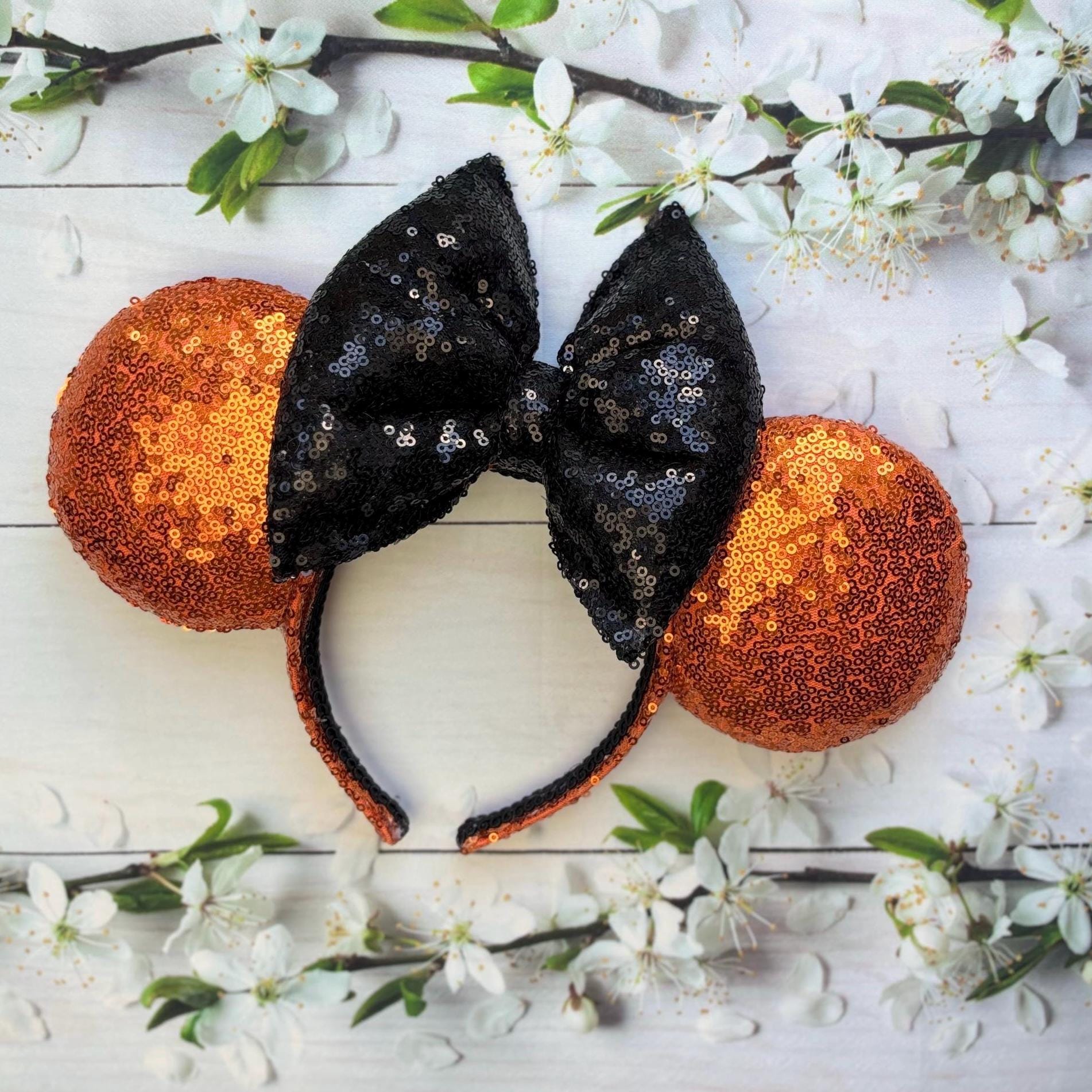 Disney Orange Sequin Bow Halloween Minnie Ear Headband Candy Corn Orange Sequin Mickey Mouse Disney Ears - Etsy main image 4