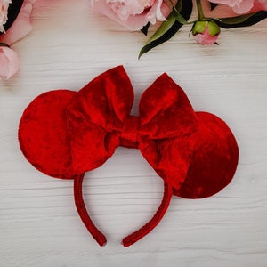 Crushed Velvet Red  Mouse Ears