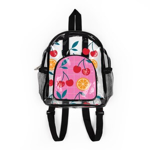 Kersenoranje zomer chique doorzichtige stadionrugzak | Gedurfd zomers ontwerp