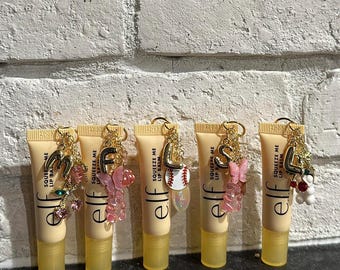 Personalized Lip Balm Keychain | e.l.f. Lip Gloss, Initial Charm