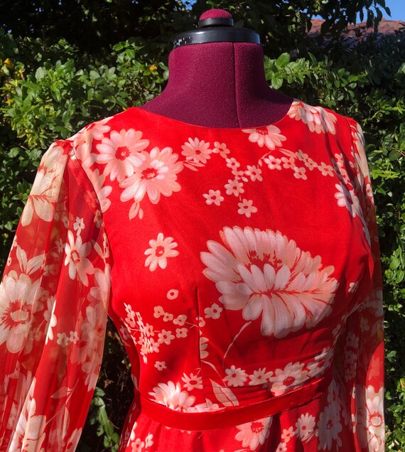 Vintage red floral maxi dress