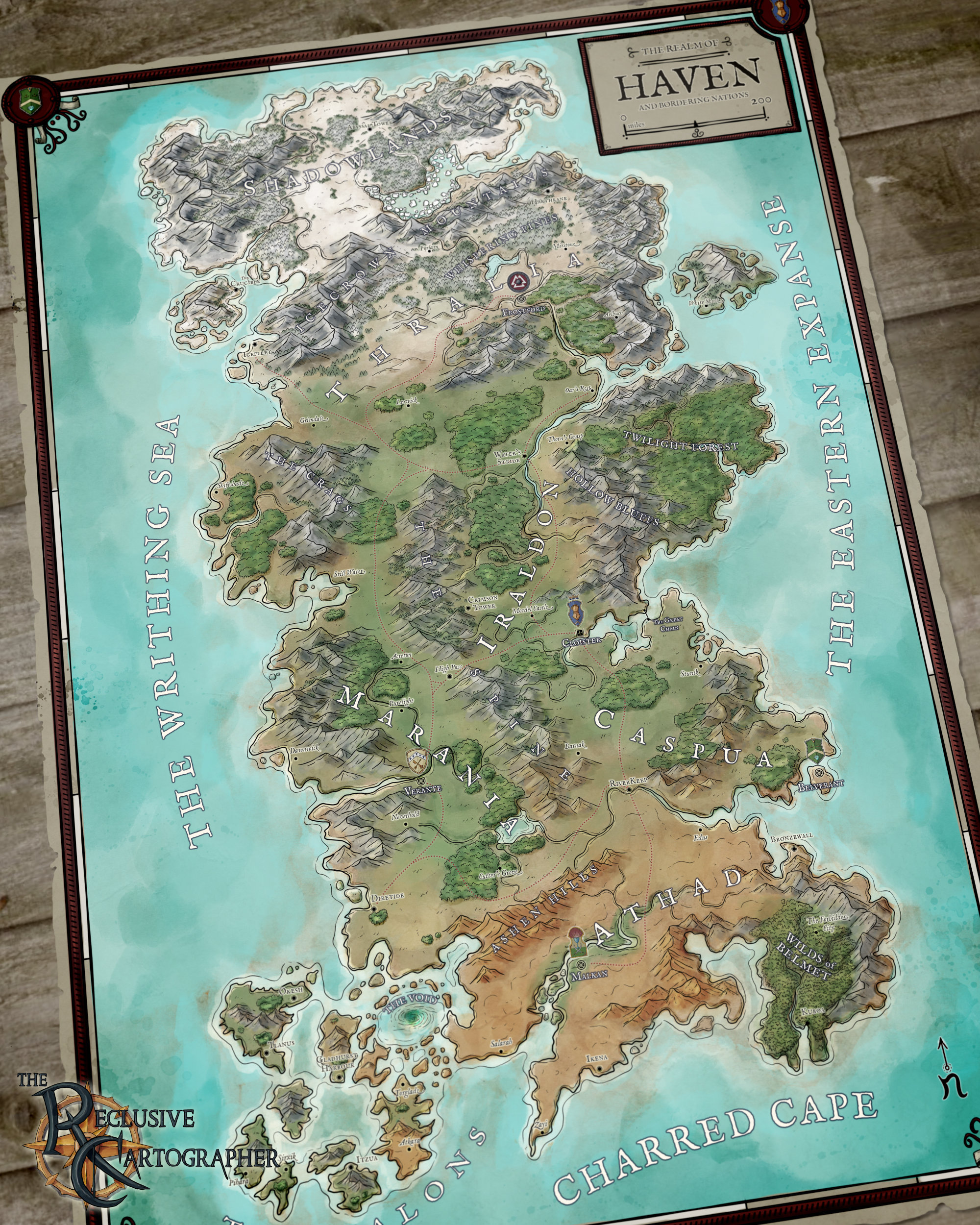 Digital Map DnD The Realm of Haven Regional Fantasy Map Pathfinder and other RPGs Drawing 