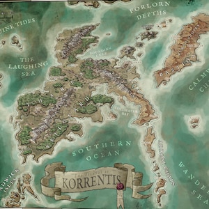 Carte de fantaisie régionale : Les îles de Korrentis - Carte numérique DnD, Pathfinder et autres RPG