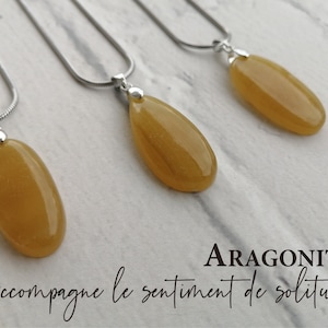 Necklace with ARAGONITE pendant, semi-precious natural stone, women&#39;s gift, lithotherapy, yoga, lucky charm, luck, well-being