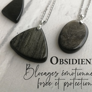 Pendentif OBSIDIENNE, blocages émotionnels, force et protection, pierre naturelle semi-précieuse
