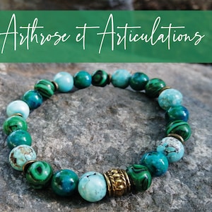 ARTHROSIS & JOINTS bracelet, natural semi-precious stones Turquoise, Chrysocolla and Malachite