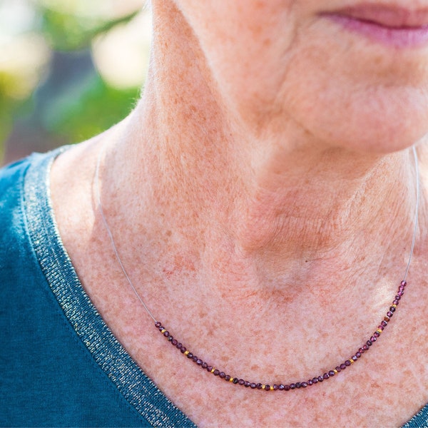 Collier GRENAT, pierre naturelle semi précieuse, joie et force de vivre, énergie et courage, vertus lithothérapie