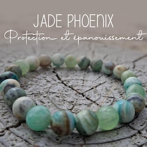 Bracciale 'Protezione e Realizzazione' in Giada Fenice, pietra naturale semipreziosa, virtù litoterapeutiche