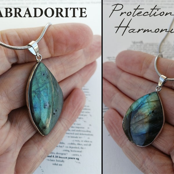 Pendentif LABRADORITE pierre naturelle semi-précieuse cadeau original porte bonheur et chance yoga relaxation celtique