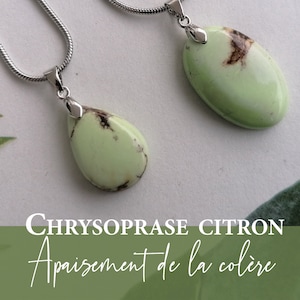 Necklace with CHRYSOPRASE pendant, semi-precious natural stone, women&#39;s gift, lithotherapy, yoga, lucky charm, luck, well-being