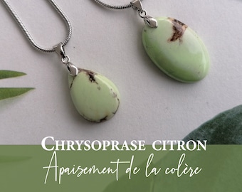 Colar com pingente CRISOPRASO, pedra natural semipreciosa, presente feminino, litoterapia, ioga, amuleto da sorte, sorte, bem-estar