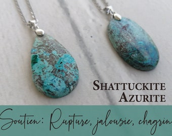 SHATTUCKITE AZURITE pendant, semi-precious natural stone, lithotherapy virtues