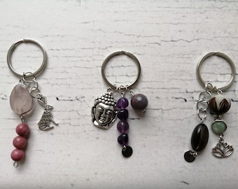 Key ring or bag charm in NATURAL STONE