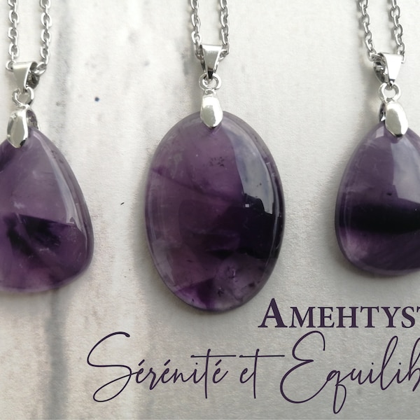 Pendentif en AMETHYSTE, sérénité et équilibre, pierre naturelle semi-précieuse