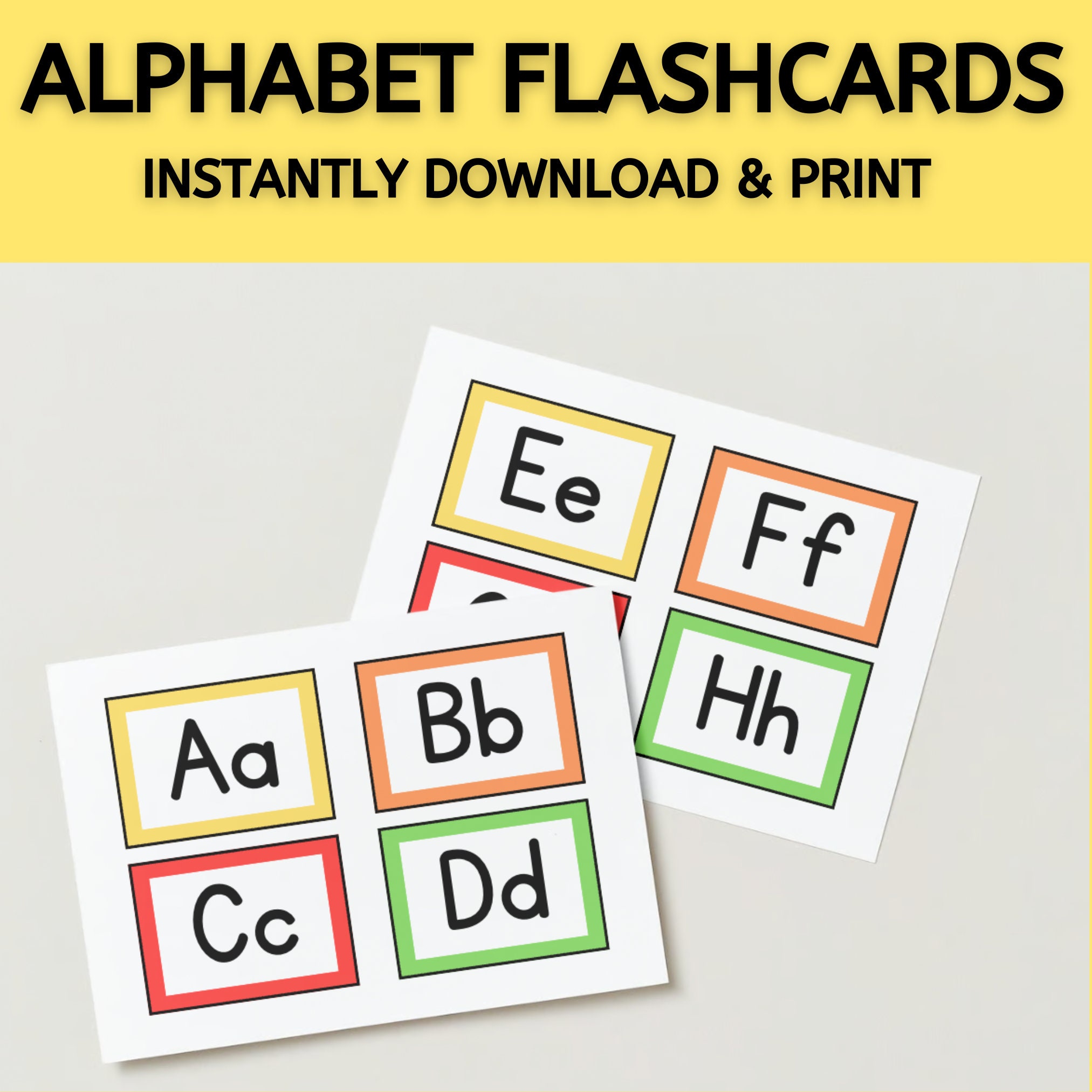 Alphabet Flashcards, Printable Letter Flash Cards, Homeschool, Back to School, Preschool ...