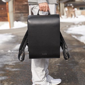 Japanese Randoseru Backpack in Black Men 13 & 15 Laptop MacBook Backpack Leather Backpack Professional Business Travel Backpack image 3