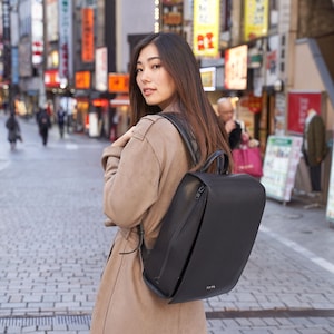 Japanese Randoseru Backpack in Black Women Japan Backpack Vegan Leather Backpack Laptop Backpack Handcrafted Japan School Bag image 9